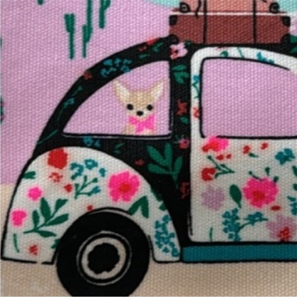 Kate Spade Out of Office VW Dog Floral Oversized Cosmetic Bag Limited Edition - Picture 8 of 11